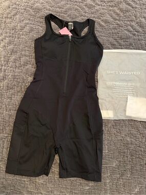 She’s Waisted Black Zipper Front Sculpting Jumpsuit